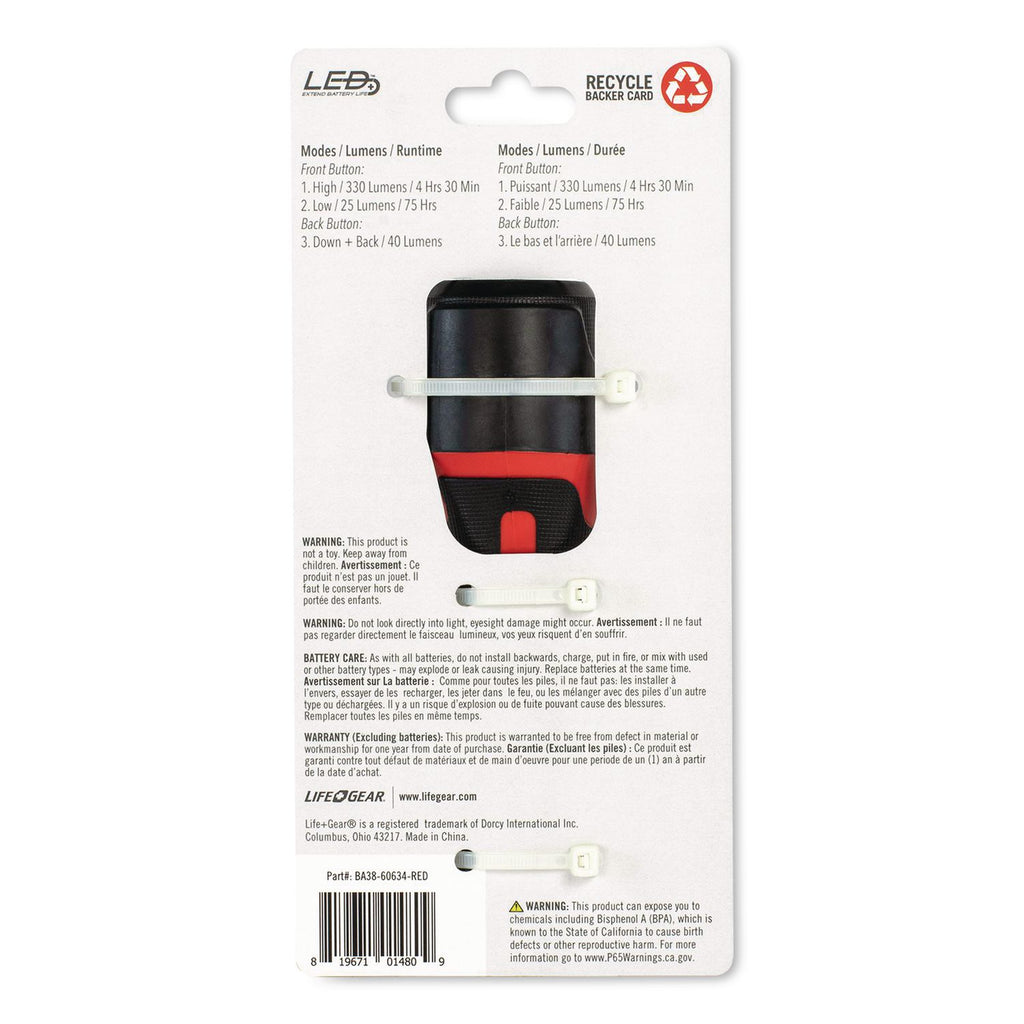 Life+Gear Stormproof Path Light - 150 lm Lumen - 4 x AA - Battery, USB - Water Proof, Impact Resistant, Weather Resistant, Slip Resistant - Black, Red
