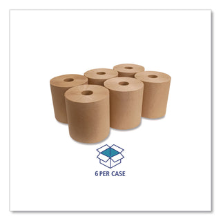 Hardwound Towels, 1-Ply, 800 ft, Brown, 6 Rolls/Carton