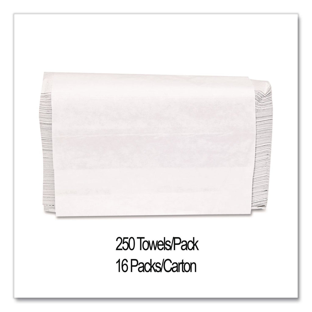 Folded Paper Towels, Multifold, 9 x 9.45, White, 250 Towels/Pack, 16 Packs/Carton