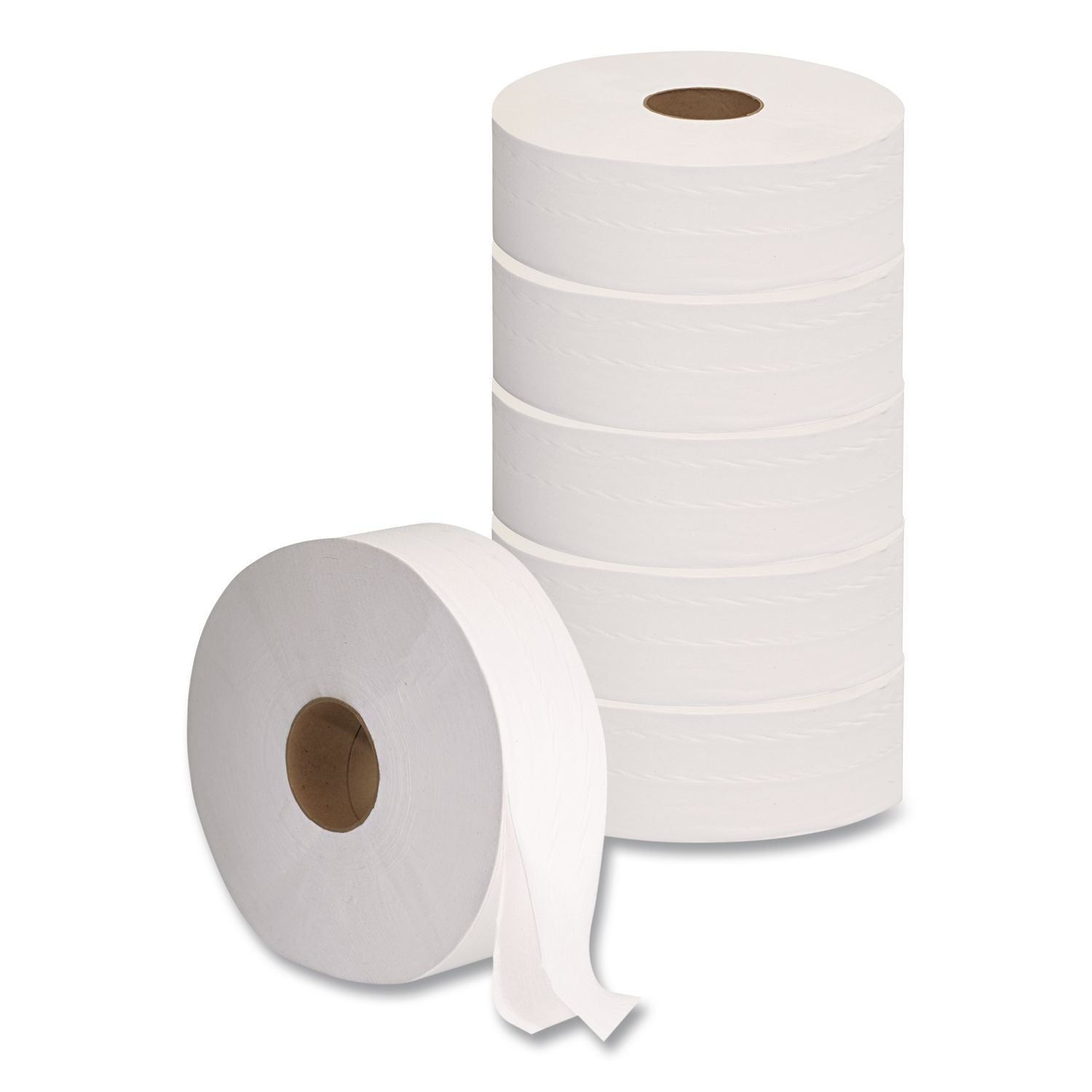 JRT Jumbo Bath Tissue, Septic Safe, 2-Ply, White, 3.3" x 1,375 ft, 12" dia, 6 Rolls/Carton
