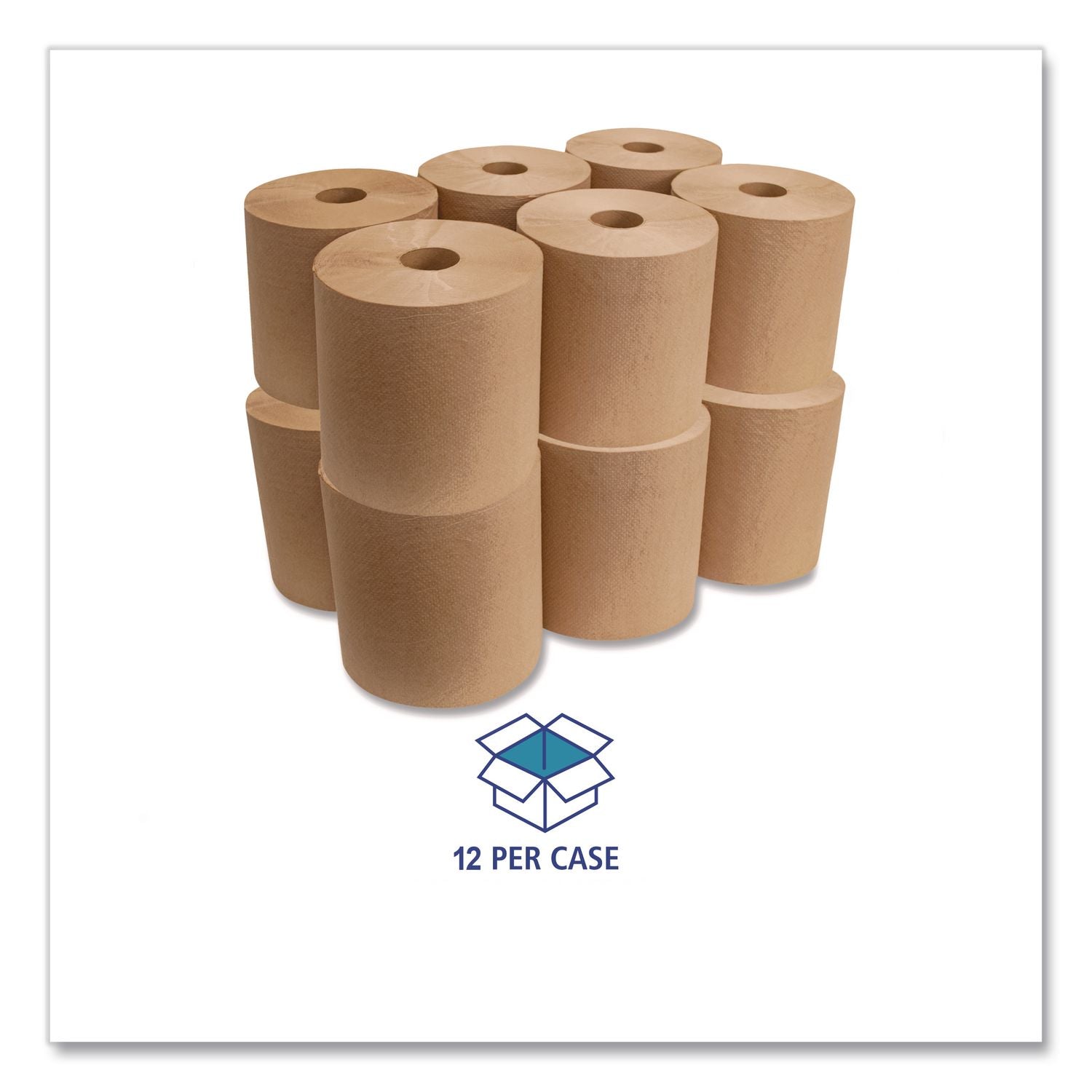 Hardwound Roll Towels, 1-Ply, 8" x 300 ft, Brown, 12 Rolls/Carton