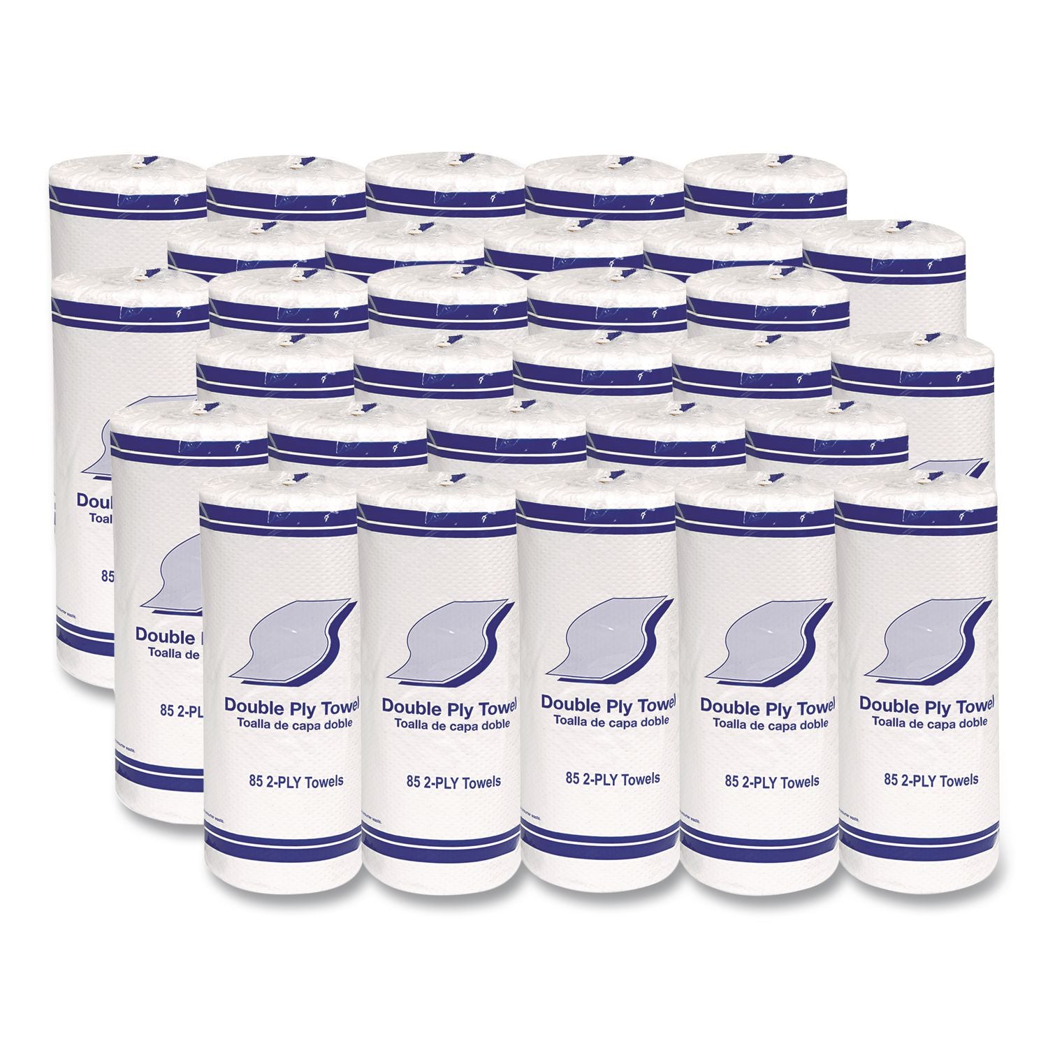 Kitchen Roll Towels, 2-Ply, 11 x 7.8, White, 85/Roll, 30 Rolls/Carton