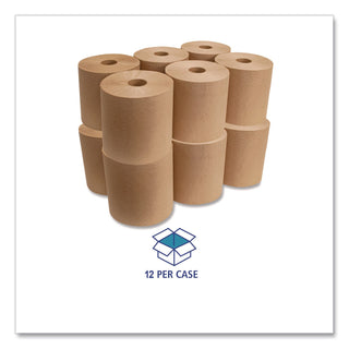 Hardwound Roll Towels, 1-Ply, 8" x 600 ft, Natural, 12 Rolls/Carton