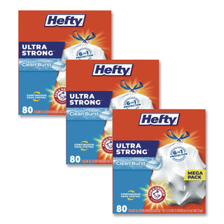 Ultra Strong Scented Tall White Kitchen Bags, 13 gal, 0.9 mil, 23.75" x 24.88", White, 80/Box