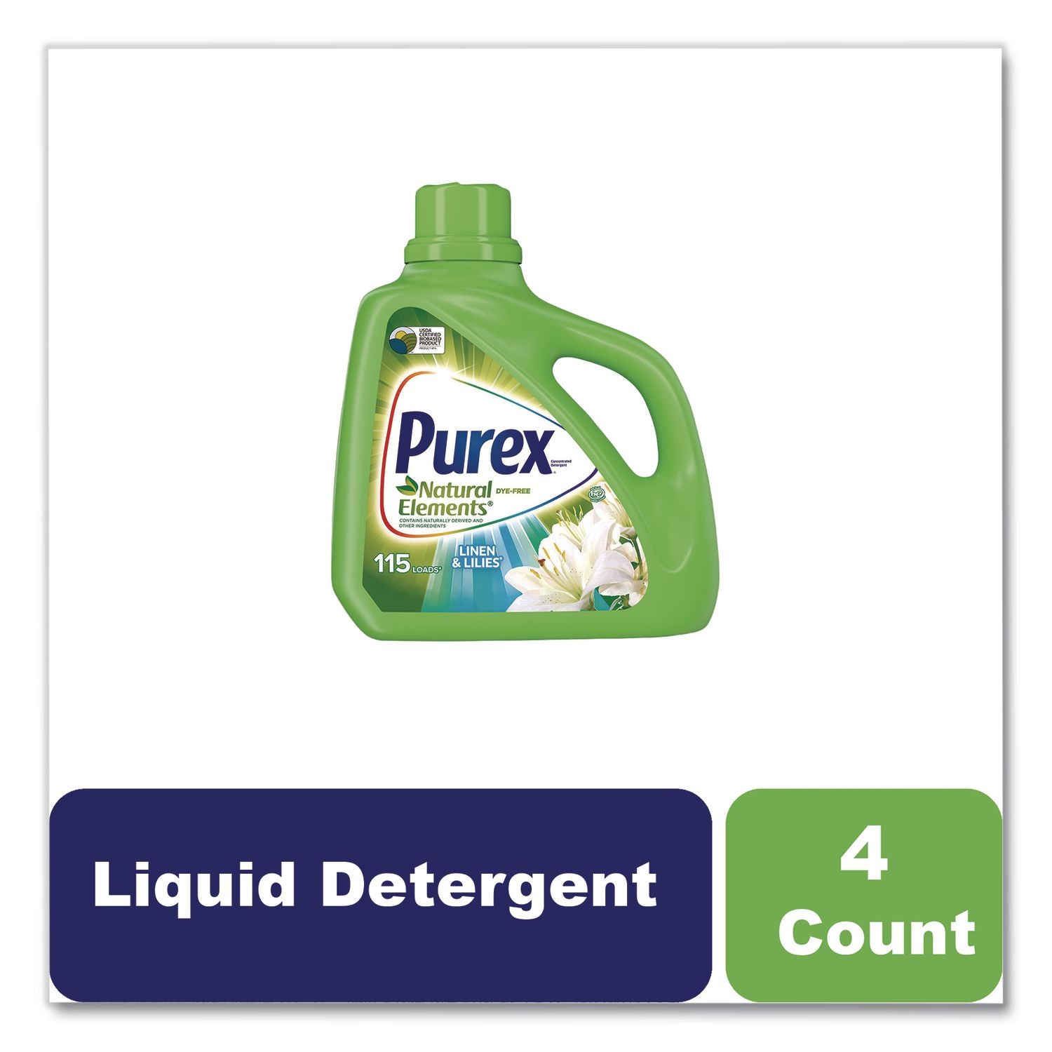 Ultra Natural Elements HE Liquid Detergent, Linen and Lilies, 150 oz Bottle, 4/Carton