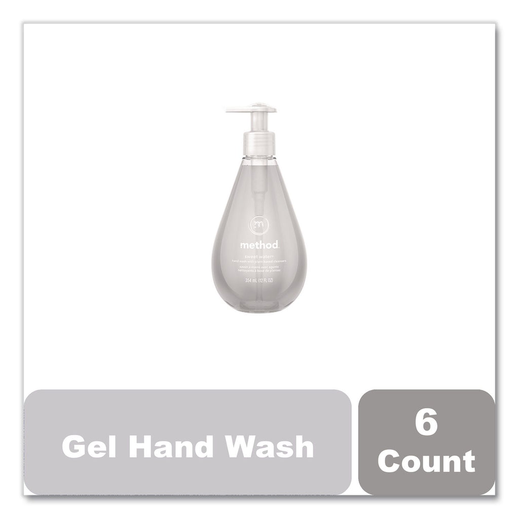 Gel Hand Wash, Sweet Water, 12 oz Pump Bottle, 6/Carton