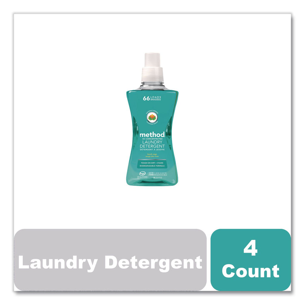 4X Concentrated Laundry Detergent, Beach Sage, 53.5 oz Bottle, 4/Carton