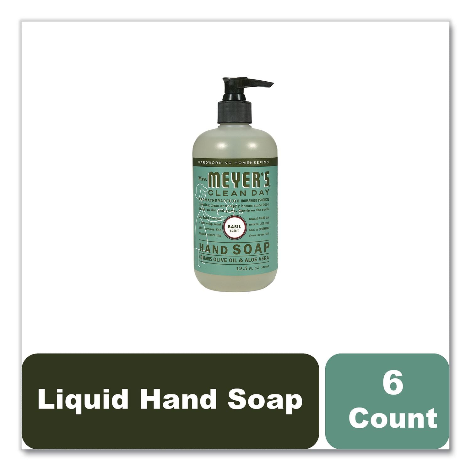 Clean Day Liquid Hand Soap, Basil, 12.5 oz, 6/Carton