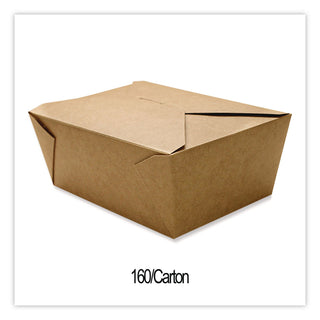 Reclosable Kraft Take-Out Box, 110 oz, Paper, 160/Carton