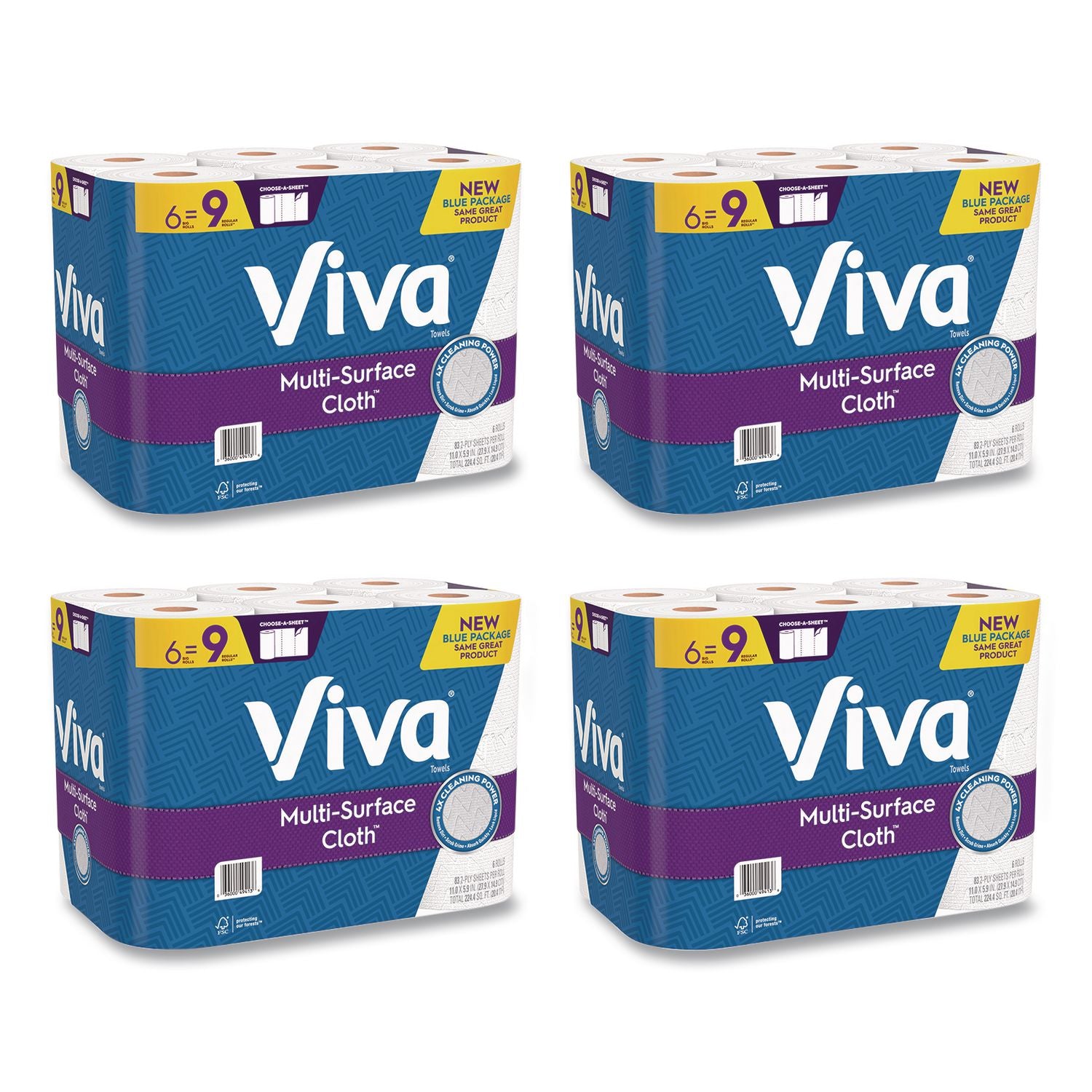 Multi-Surface Cloth Choose-A-Sheet Kitchen Roll Paper Towels 2-Ply, 11 x 5.9, White, 83/Roll, 6 Rolls/Pack, 4 Packs/Carton