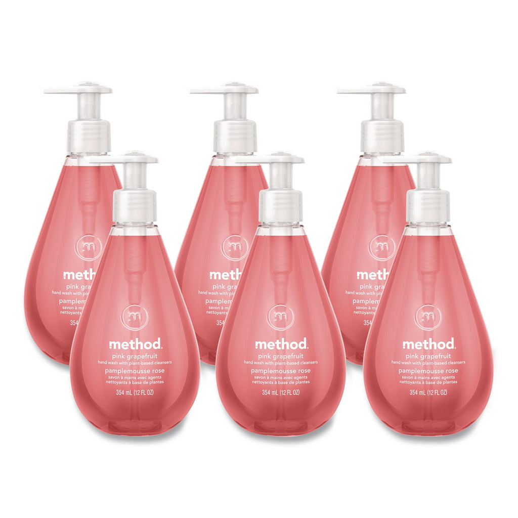 Gel Hand Wash, Pink Grapefruit, 12 oz Pump Bottle, 6/Carton