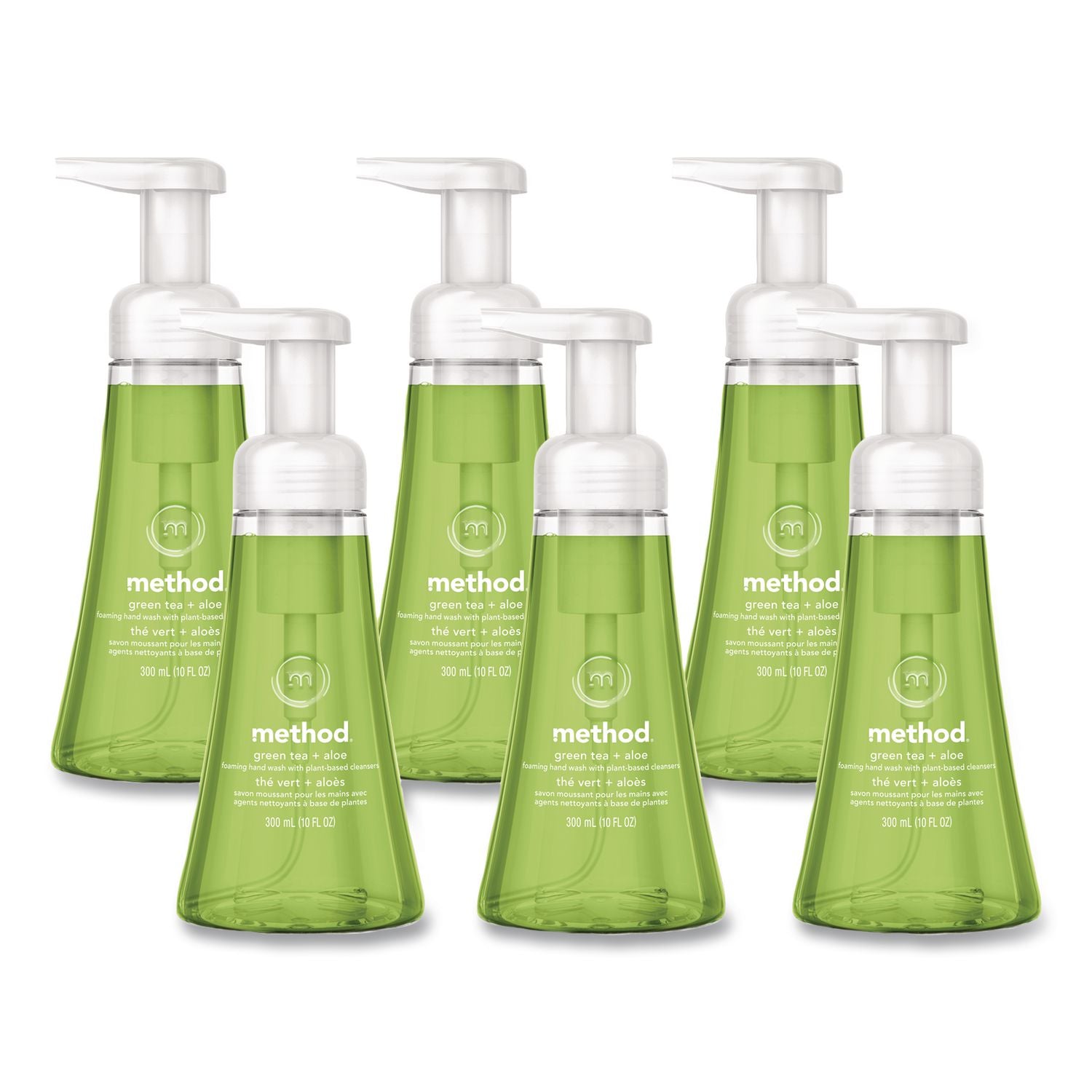 Foaming Hand Wash, Green Tea/Aloe, 10 oz Pump Bottle, 6/Carton