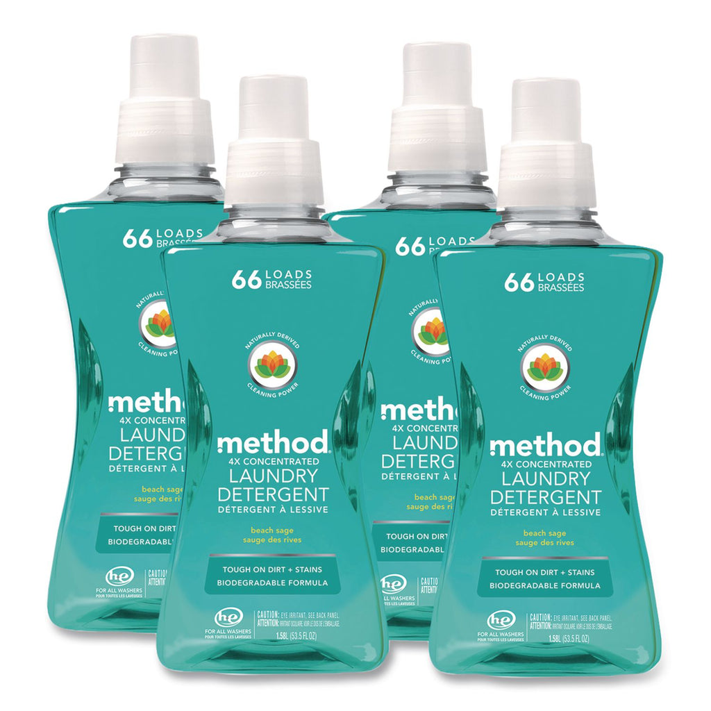 4X Concentrated Laundry Detergent, Beach Sage, 53.5 oz Bottle, 4/Carton