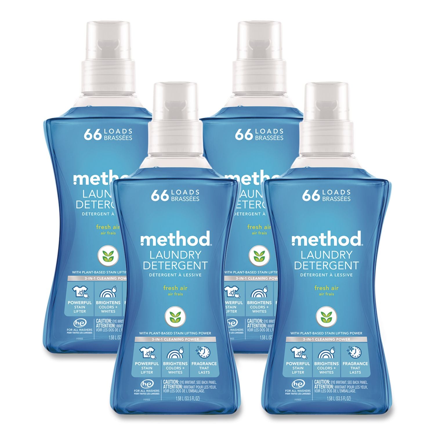 Laundry Detergent, Fresh Air Scent, 53.5 oz Bottle, 4/Carton