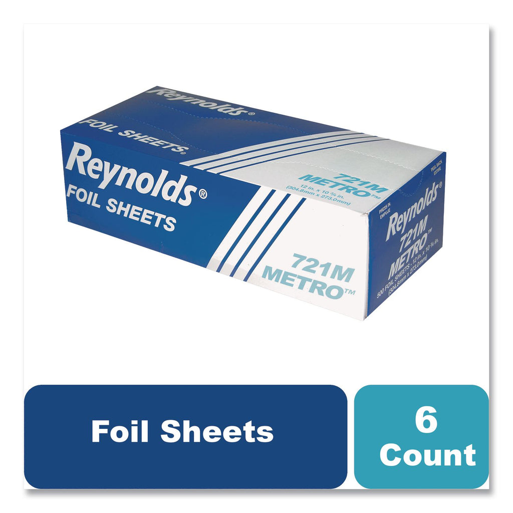 Metro Pop-Up Aluminum Foil Sheets, 12 x 10.75, Silver, 500/Box, 6/Carton