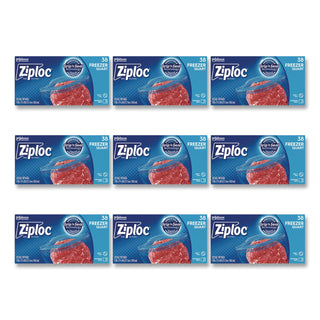 Double Zipper Freezer Bags, 1 qt, 2.7 mil, 6.97" x 7.7", Clear, 38 Bags/Box, 9 Boxes/Carton