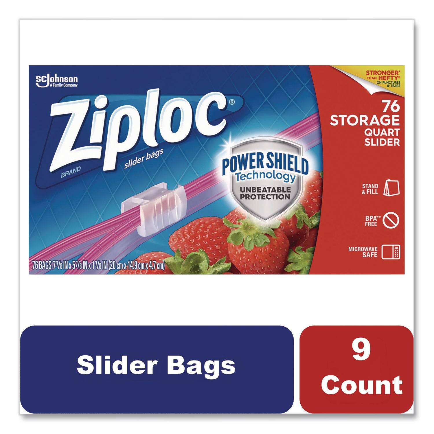 Slider Storage Bags, 1 qt, 5.88" x 7.88", Clear, 76 Bags/Box, 9 Boxes/Carton