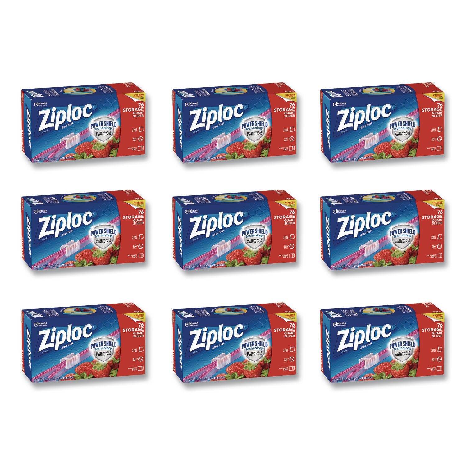 Slider Storage Bags, 1 qt, 5.88" x 7.88", Clear, 76 Bags/Box, 9 Boxes/Carton