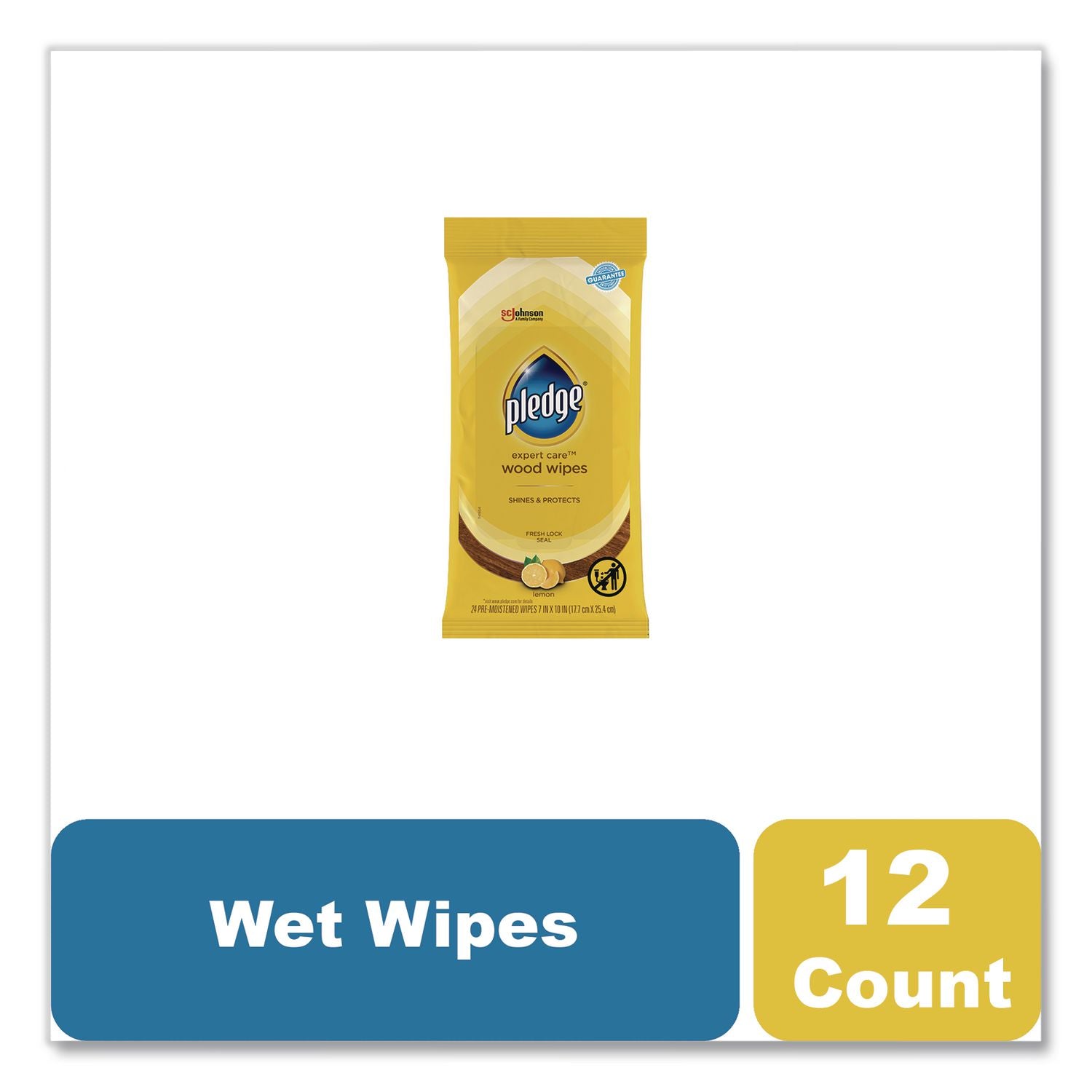 Lemon Scent Wet Wipes, Cloth, 7 x 10, White, 24/Pack, 12 Packs/Carton