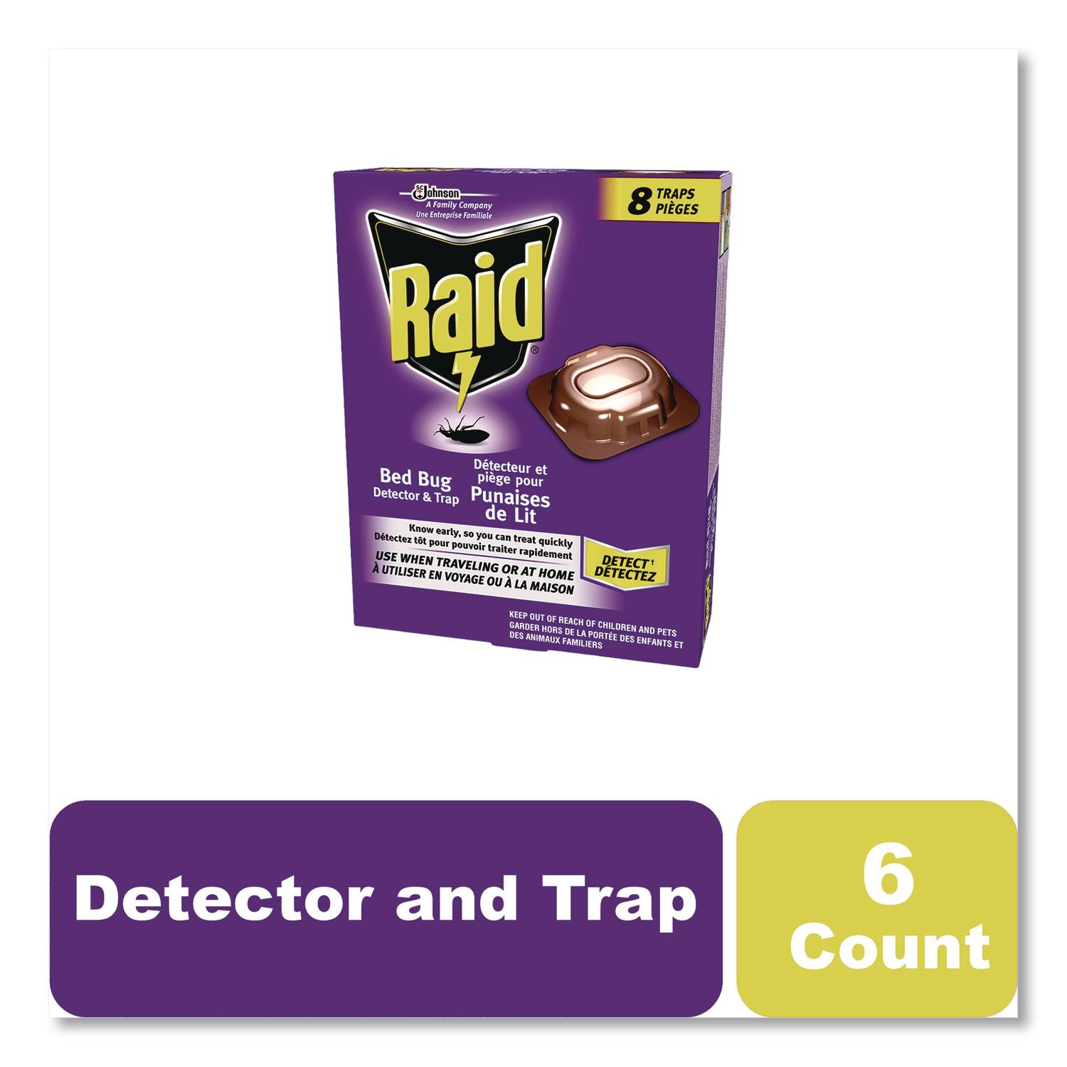 Bed Bug Detector and Trap, 0.19 lb Trap, 8 Traps/Box, 6/Carton