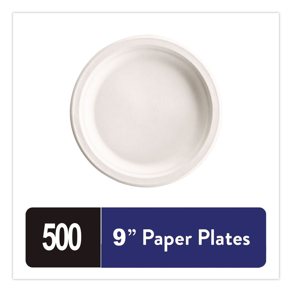 Heavyweight Plastic Plates, 9" dia, White, 125/Pack, 4 Packs/Carton