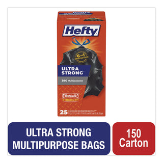 Ultra Flex Waste Bags, 30 gal, 1.05 mil, 6" x 2.1", Black, 150/Carton