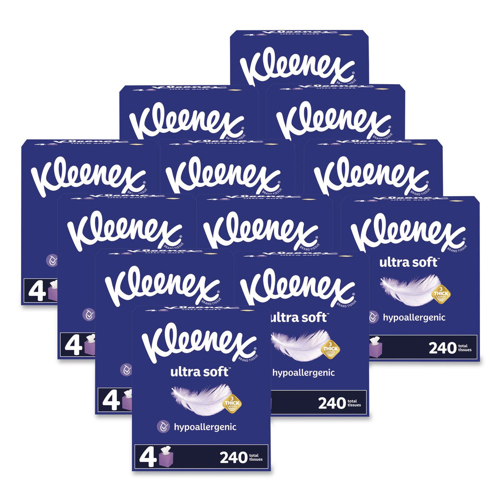 Ultra Soft Facial Tissue, 3-Ply, White, 60 Sheets/Box, 4 Boxes/Pack, 3 Packs/Carton