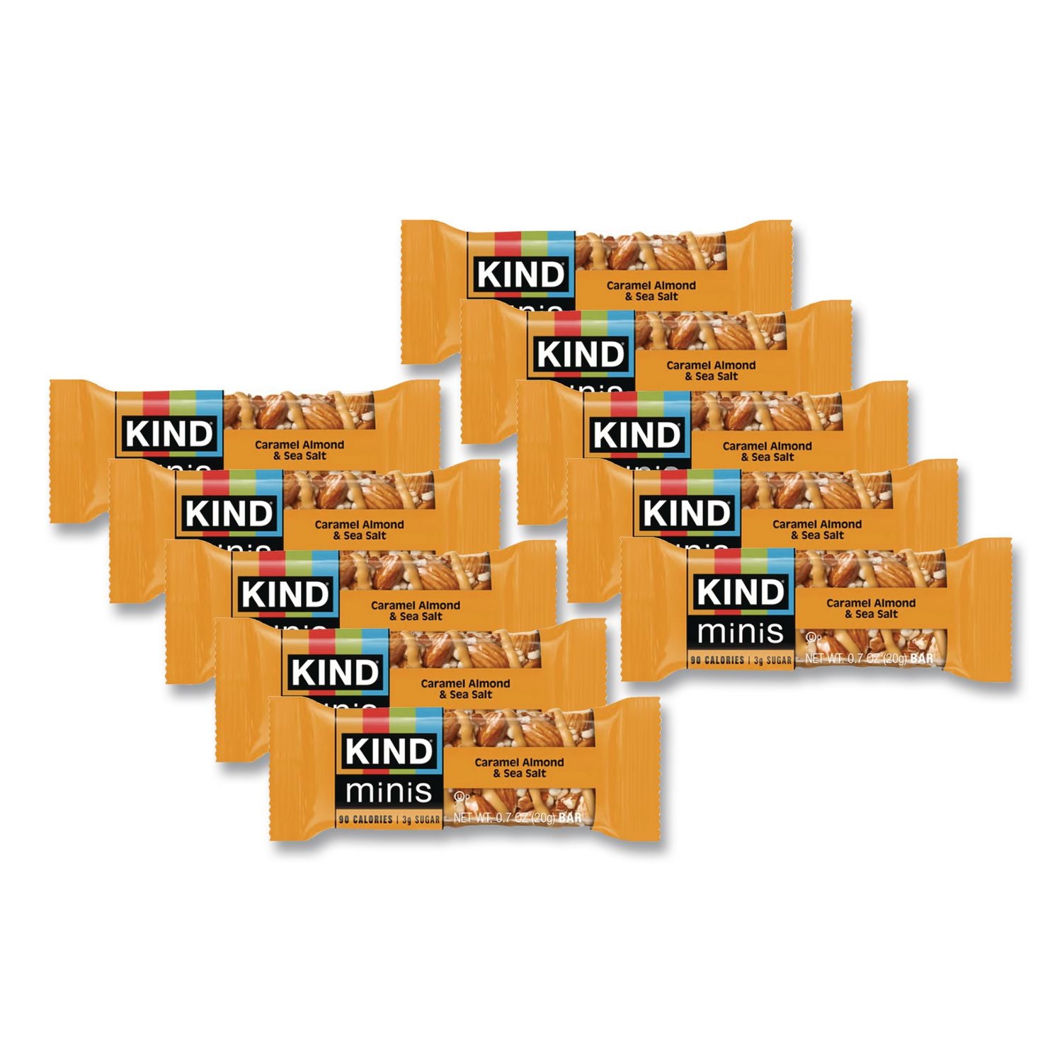 Minis, Caramel Almond Nuts/Sea Salt, 0.7 oz, 10/Pack