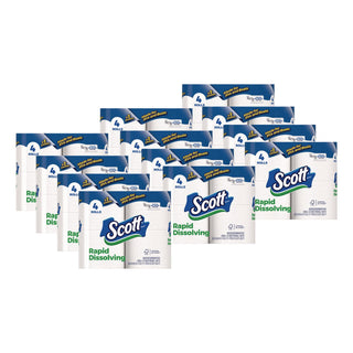 Rapid-Dissolving Toilet Paper, Bath Tissue, Septic Safe, 1-Ply, White, 231 Sheets/Roll, 4/Rolls/Pack, 12 Packs/Carton