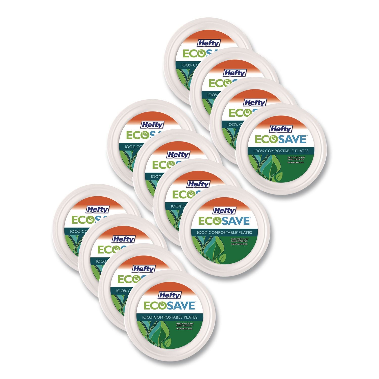 ECOSAVE Tableware, Plate, Bagasse, 6.75" dia, White, 30/Pack, 12 Packs/Carton
