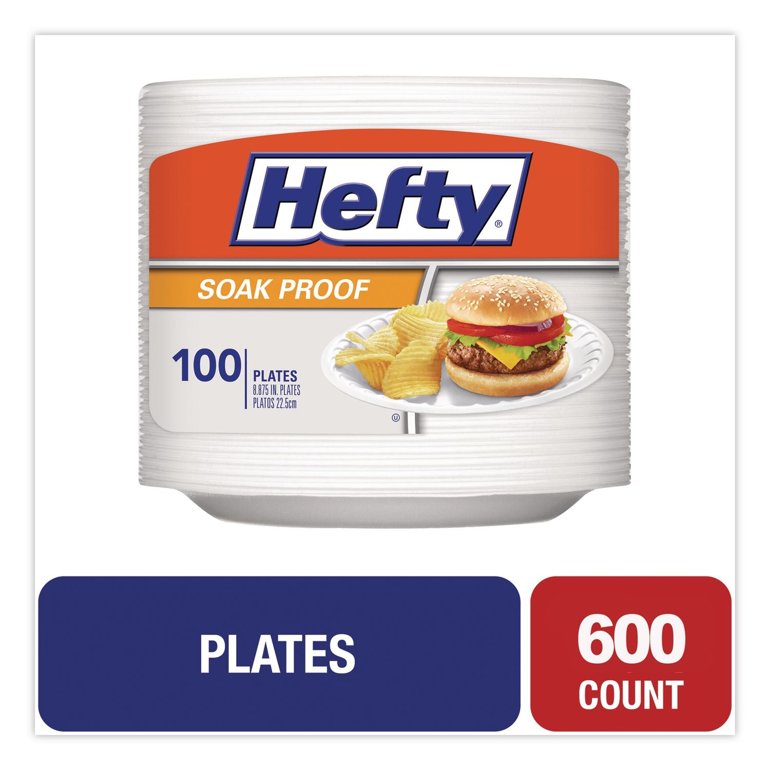 Soak Proof Tableware, Foam Plates, 8.88" dia, White, 100/Pack