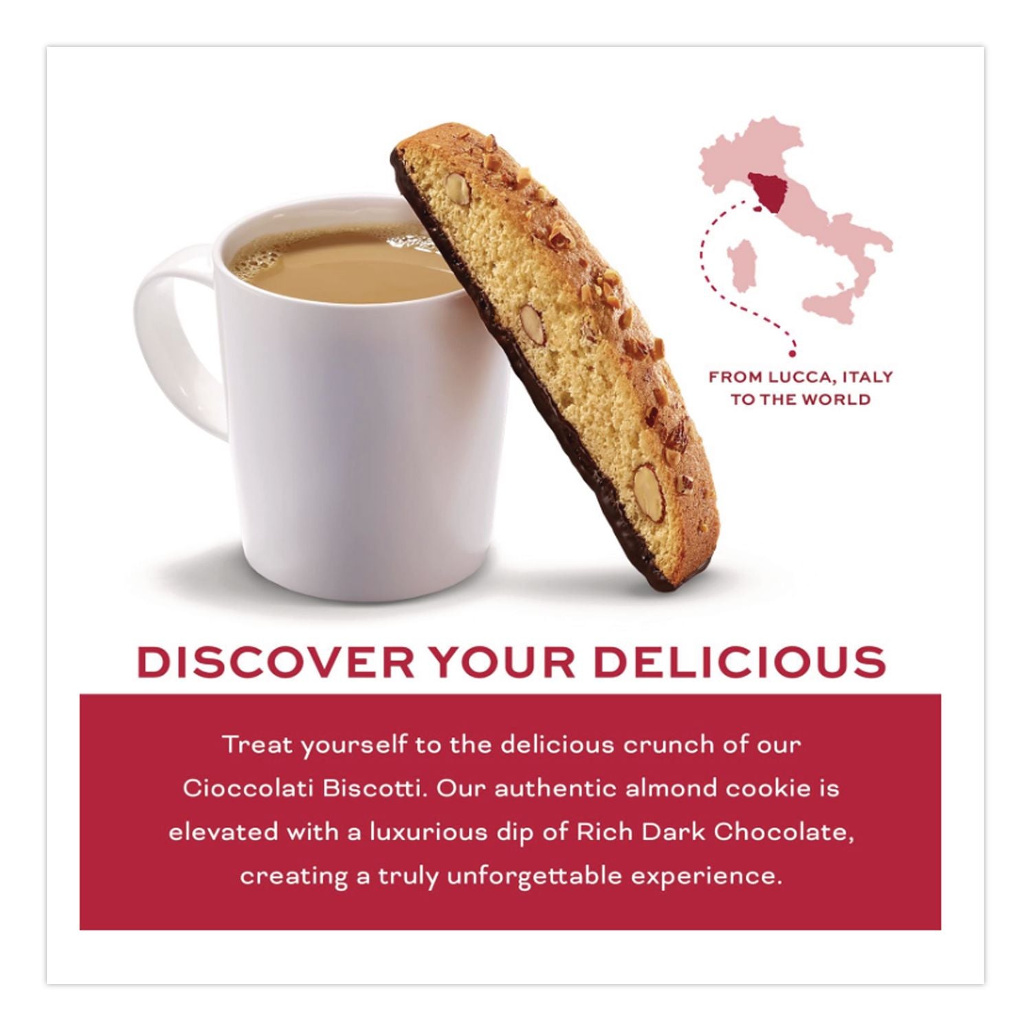 Biscotti, Dark Chocolate Almond, 0.85 oz Individually Wrapped, 25/Pack, Ships in 1-3 Business Days