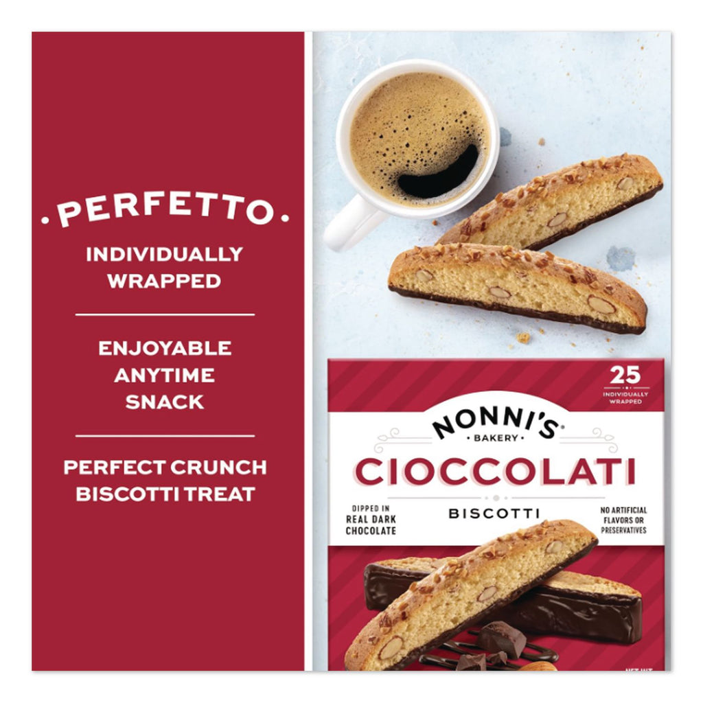 Biscotti, Dark Chocolate Almond, 0.85 oz Individually Wrapped, 25/Pack, Ships in 1-3 Business Days