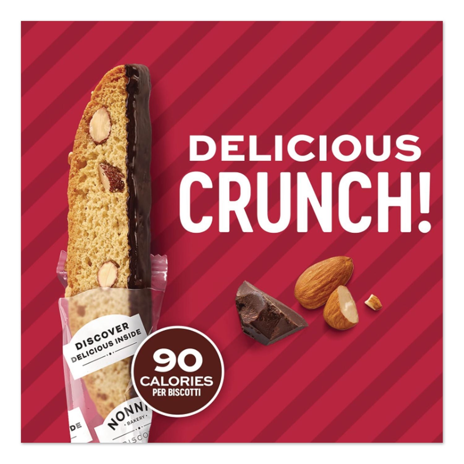 Biscotti, Dark Chocolate Almond, 0.85 oz Individually Wrapped, 25/Pack, Ships in 1-3 Business Days