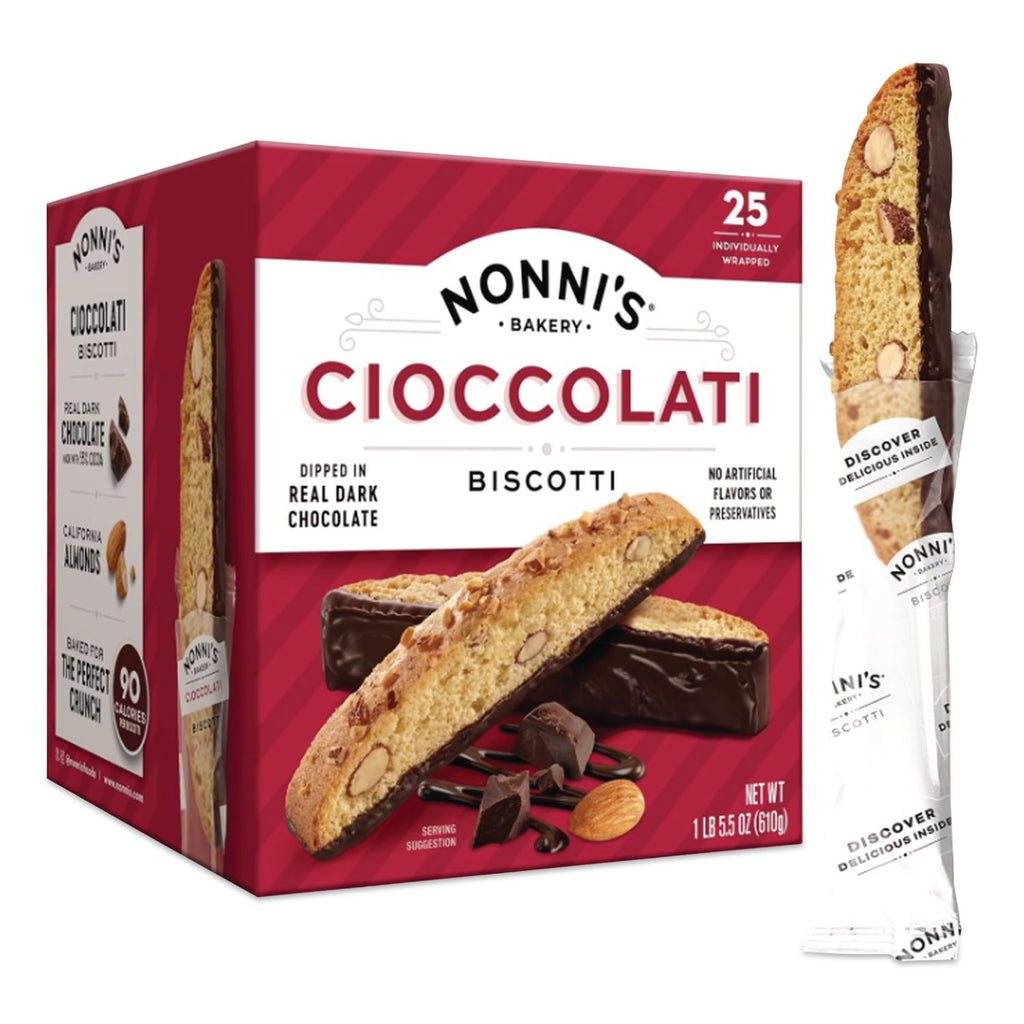 Biscotti, Dark Chocolate Almond, 0.85 oz Individually Wrapped, 25/Pack, Ships in 1-3 Business Days