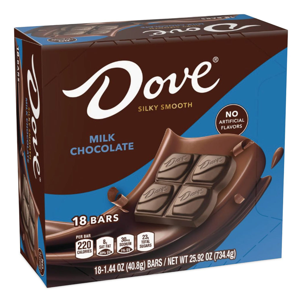 Milk Chocolate Bars, 1.44 oz, 18 Bars/Carton, Ships in 1-3 Business Days