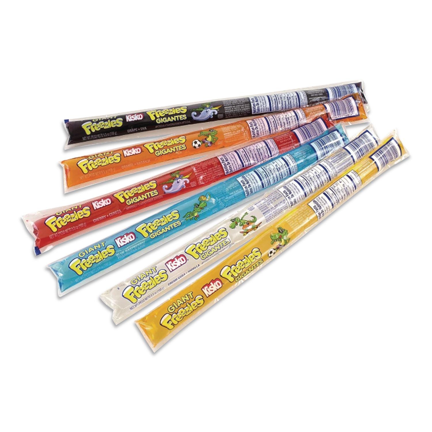 Giant Freezies, 6 Assorted Flavors, 5.5 oz Sleeve, 50 Sleeves/Box, Ships in 1-3 Business Days