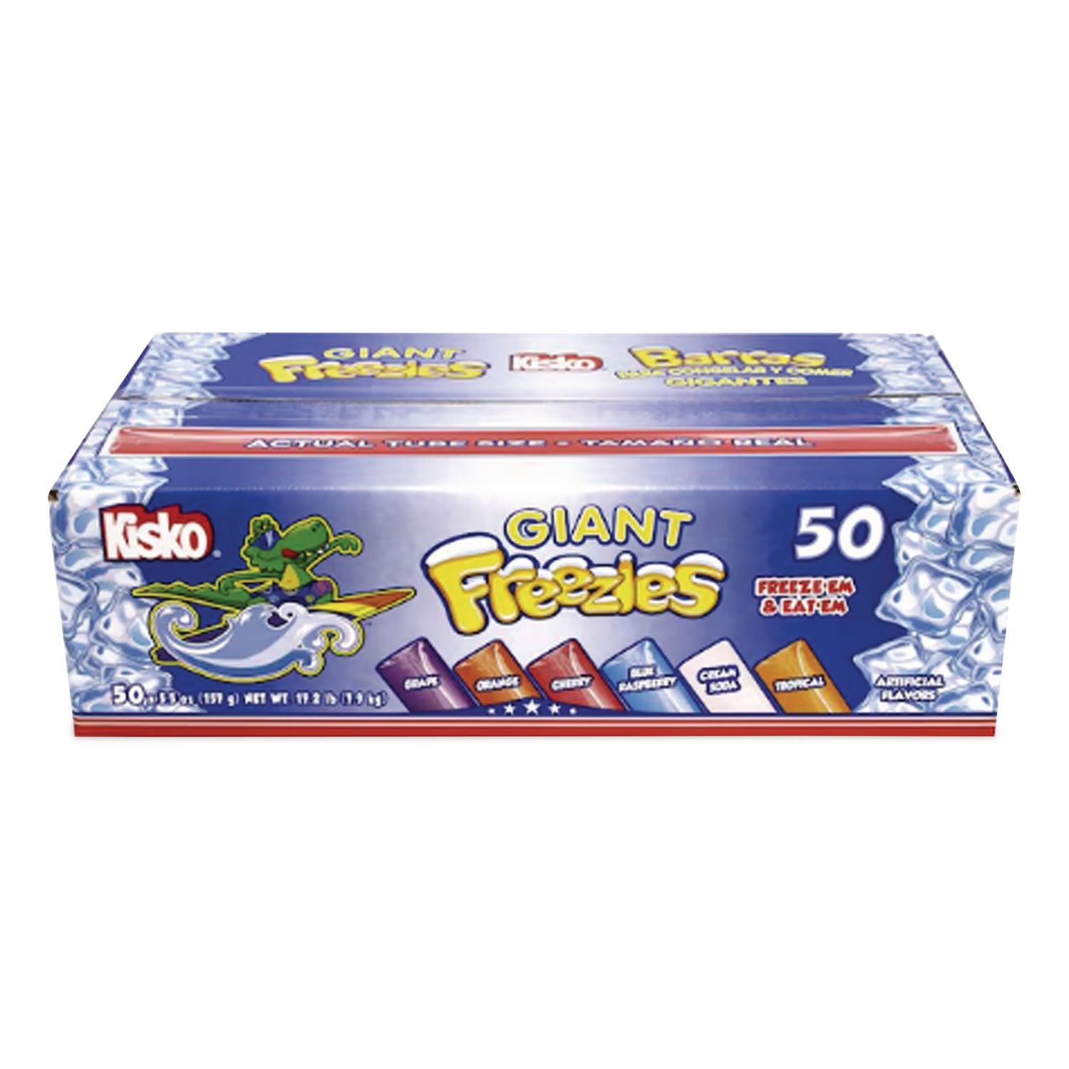 Giant Freezies, 6 Assorted Flavors, 5.5 oz Sleeve, 50 Sleeves/Box, Ships in 1-3 Business Days