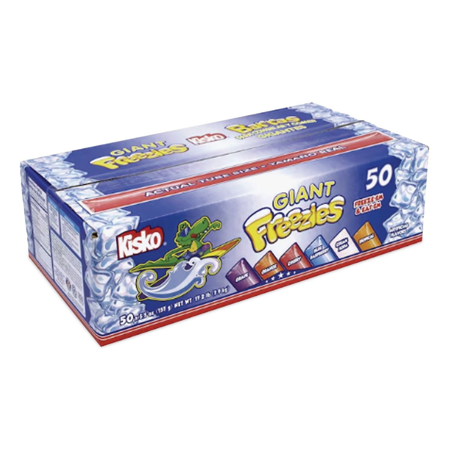 Giant Freezies, 6 Assorted Flavors, 5.5 oz Sleeve, 50 Sleeves/Box, Ships in 1-3 Business Days