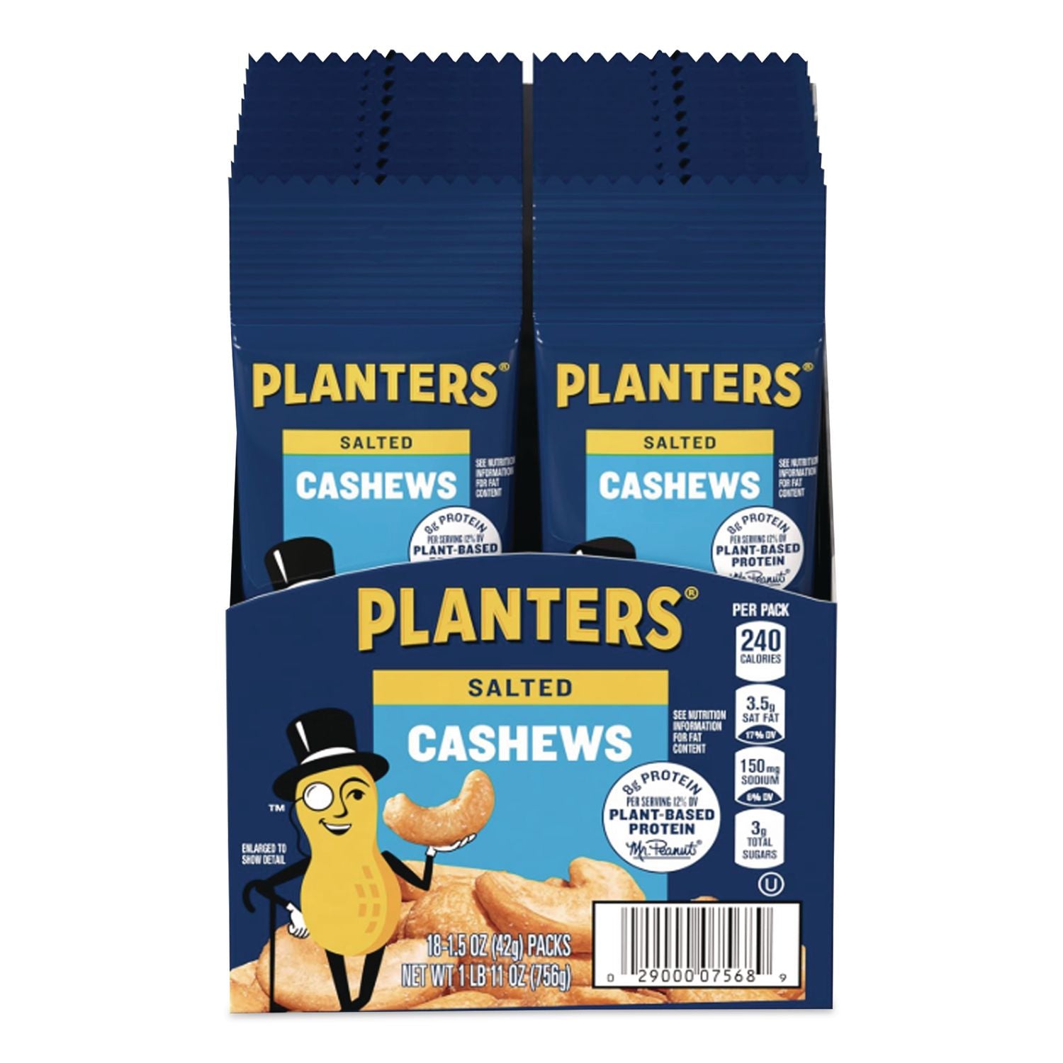 Salted Cashews, 1.5 oz Packs, 18 Packs/Box, Ships in 1-3 Business Days