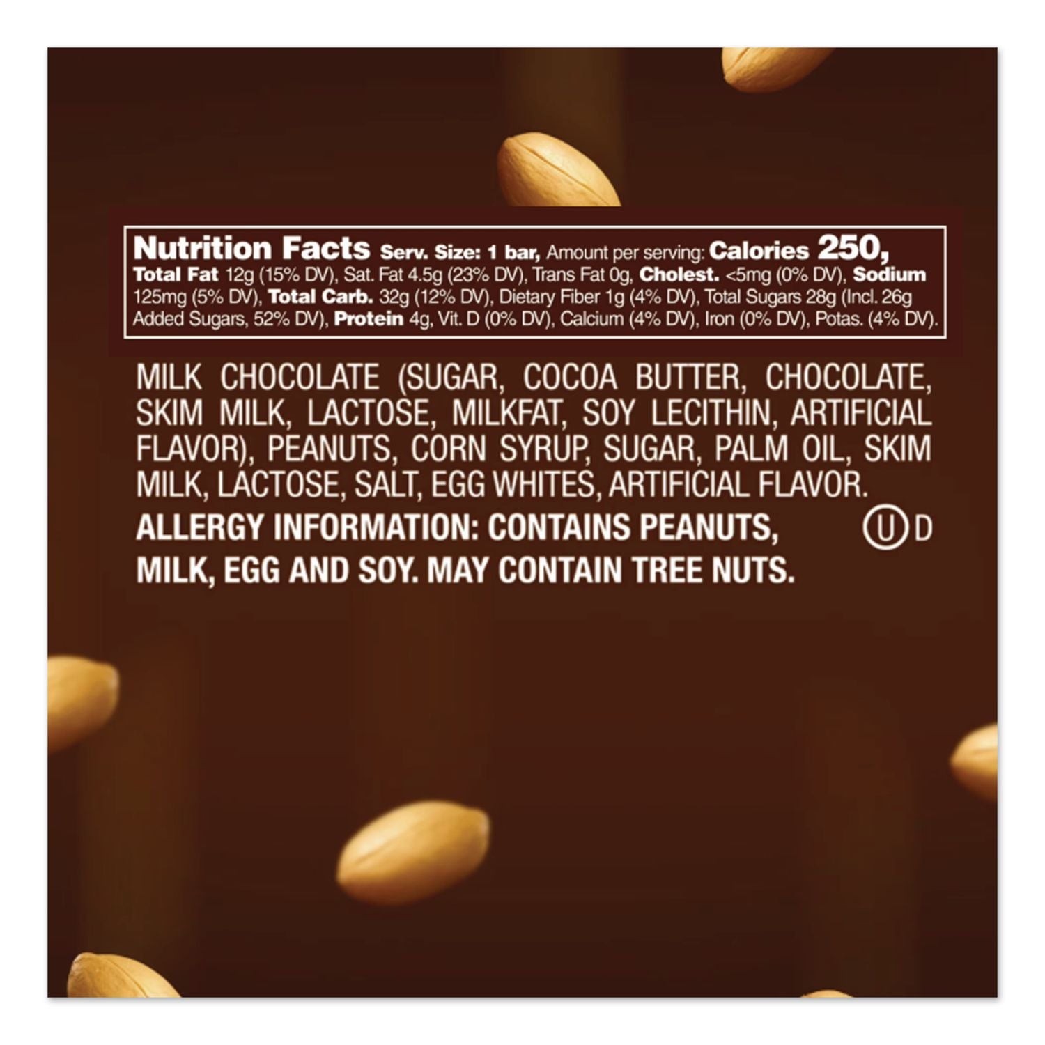 Original Candy Bar, Full Size, 1.86 oz Bar, 48 Bars/Box, Ships in 1-3 Business Days