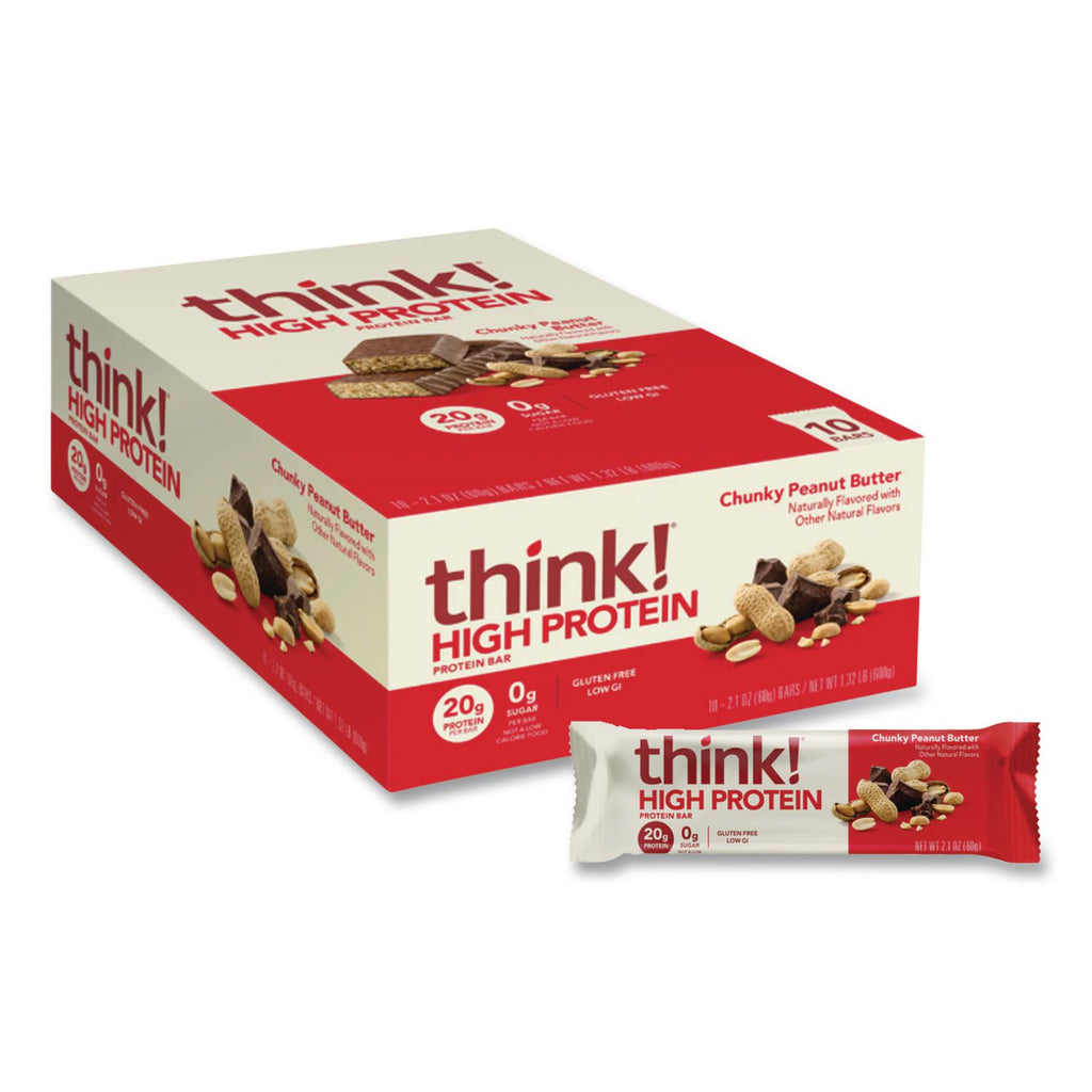 High Protein Bars, Chunky Peanut Butter, 2.1 oz Bar, 10 Bars/Carton, Ships in 1-3 Business Days