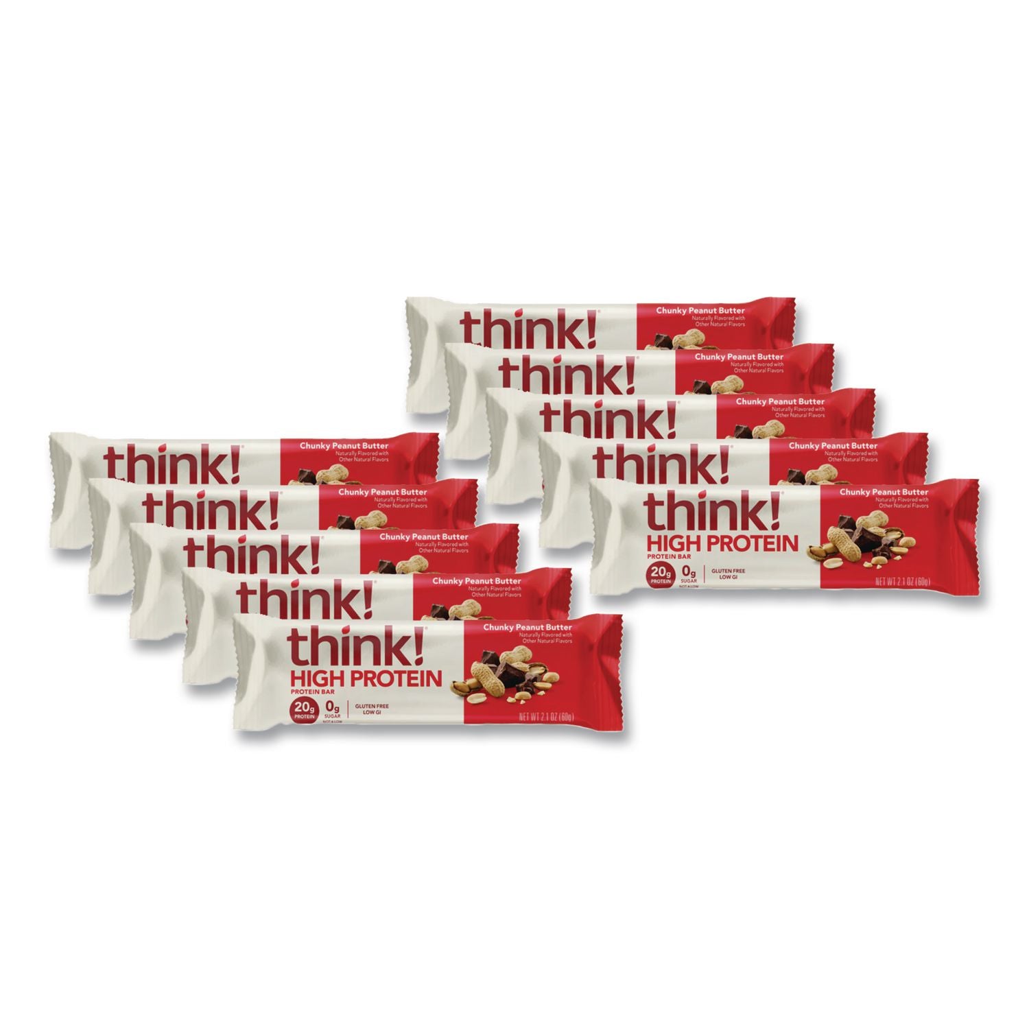 High Protein Bars, Chunky Peanut Butter, 2.1 oz Bar, 10 Bars/Carton, Ships in 1-3 Business Days