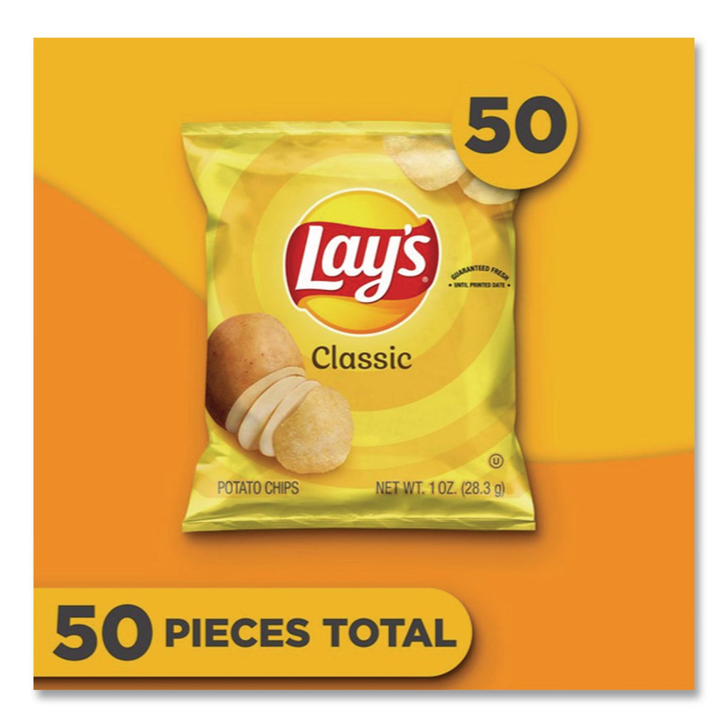 Regular Potato Chips, Classic Flavor, 1 oz Bag, 50/Carton, Ships in 1-3 Business Days