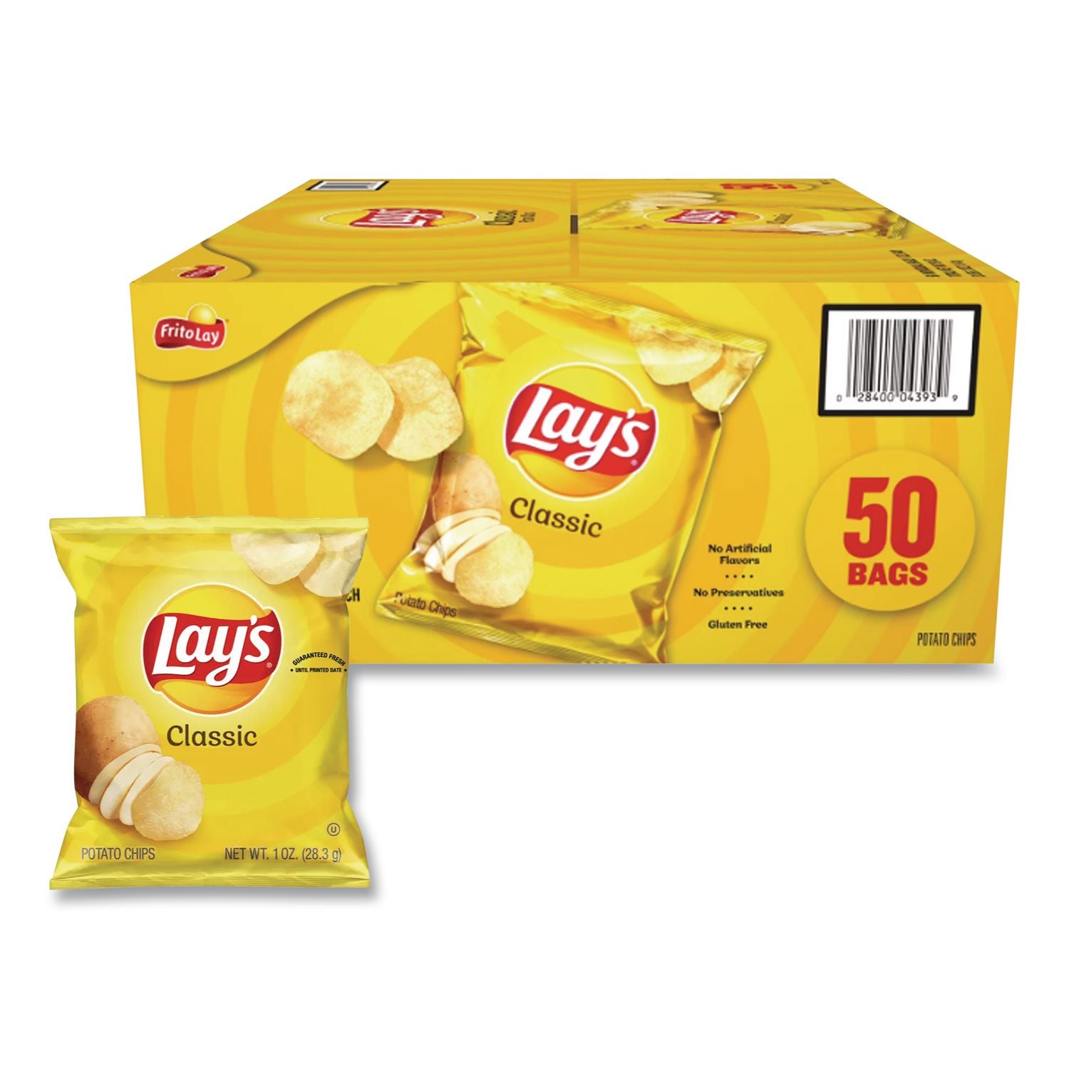 Regular Potato Chips, Classic Flavor, 1 oz Bag, 50/Carton, Ships in 1-3 Business Days