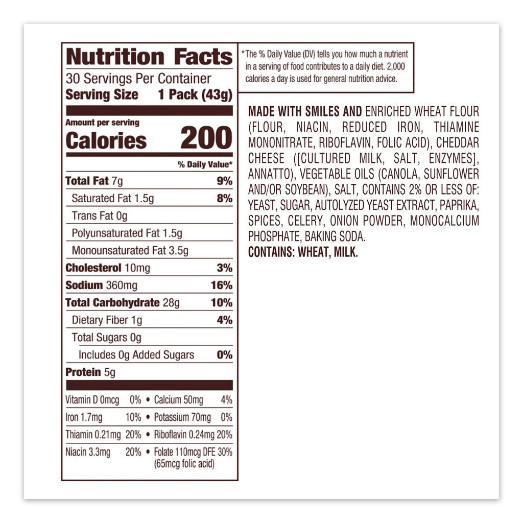 Goldfish Crackers, Cheddar, 1.5 oz Bag, 30 Bags/Box, Ships in 1-3 Business Days