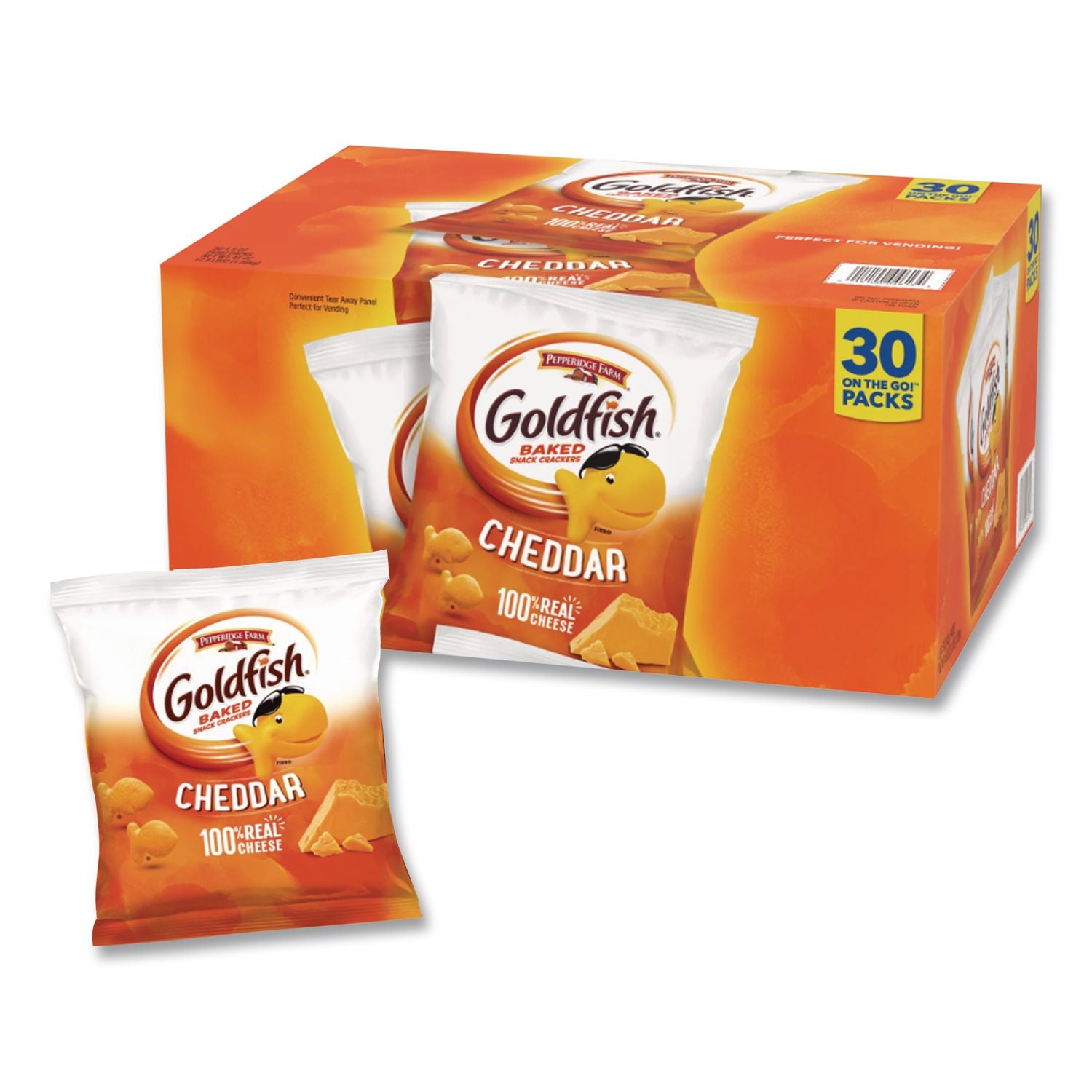 Goldfish Crackers, Cheddar, 1.5 oz Bag, 30 Bags/Box, Ships in 1-3 Business Days