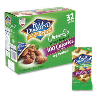Whole Natural Almonds On-the-Go, 0.63 oz Pouch, 32 Pouches/Carton, Ships in 1-3 Business Days