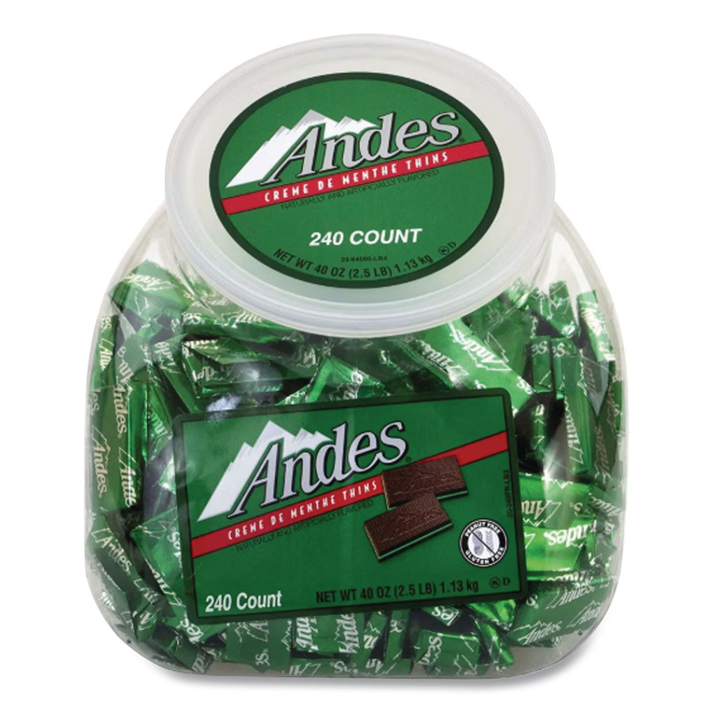 Creme de Menthe Chocolate Mint Thins, 240 Pieces/40 oz Tub, 1 Tub/Carton, Ships in 1-3 Business Days