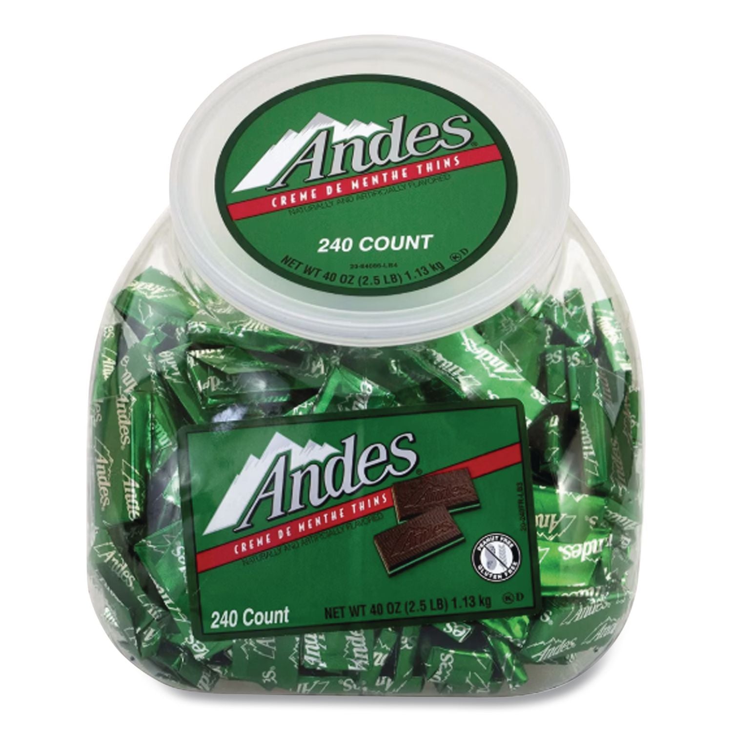 Creme de Menthe Chocolate Mint Thins, 240 Pieces/40 oz Tub, 1 Tub/Carton, Ships in 1-3 Business Days